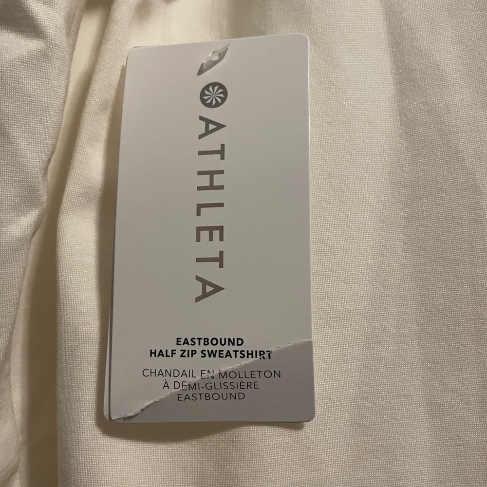 NWT. Athleta White. Long Sleeve Top Size Small with Half- Zipper - Picture 5 of 6